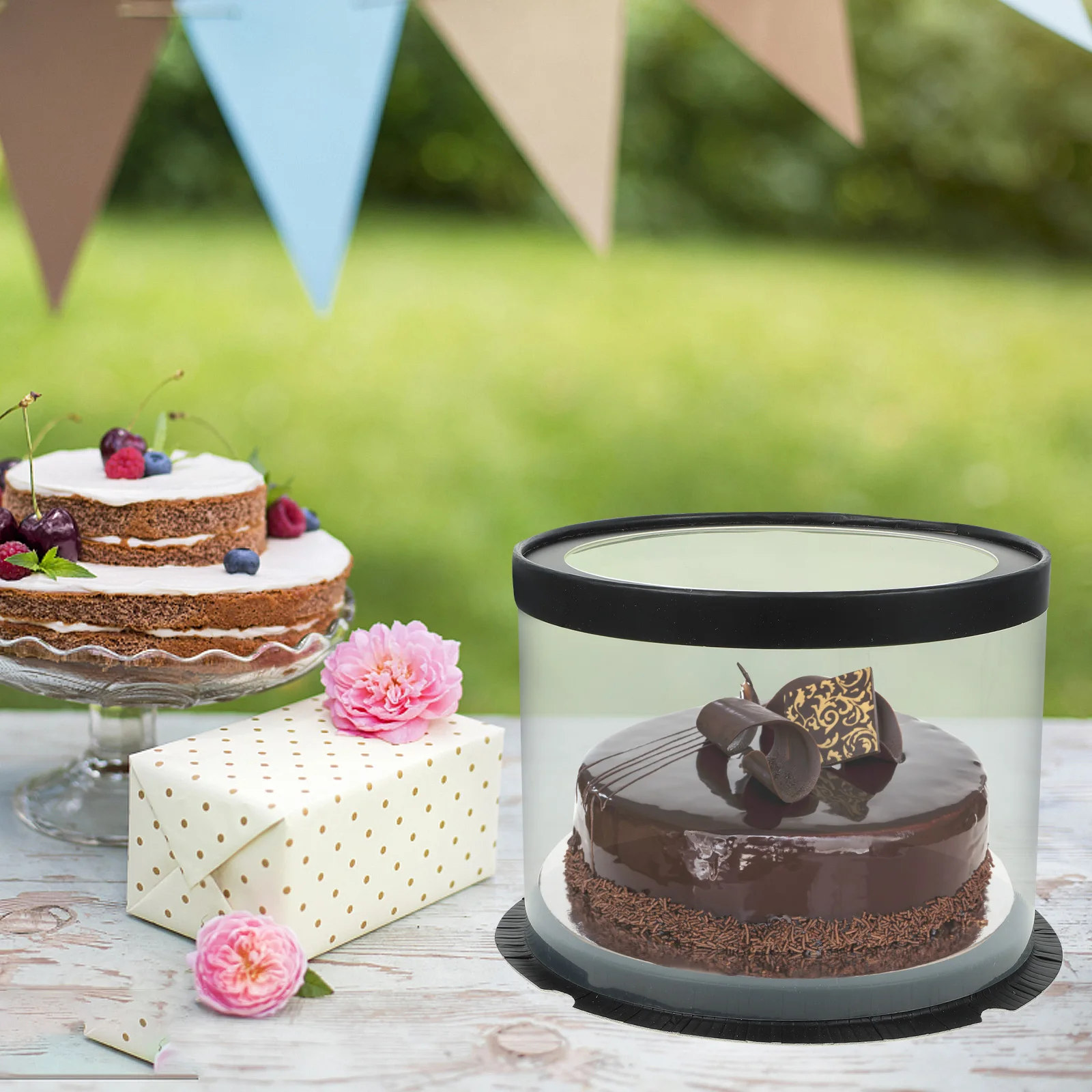 

5pcs Round Cake Boxes 6 Inch White Plastic Containers for Baking Birthday Party Gift Packaging Boxes Dome Lids