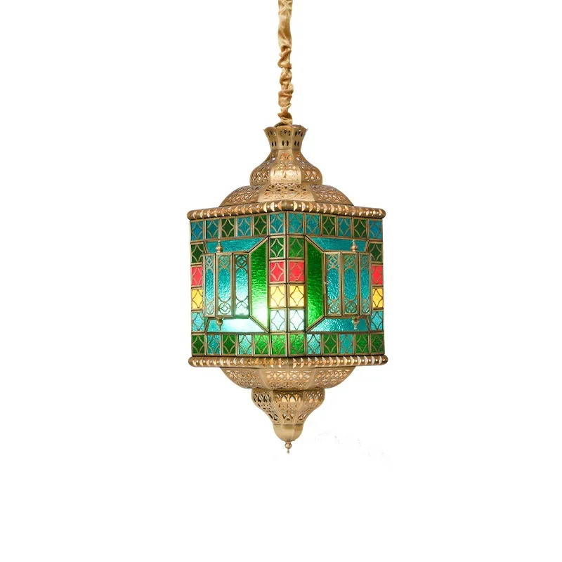 Moroccan hollow carved brass chandelier, Xinjiang characteristic restaurant lamp, homestay cafe hotel restaurant chandelier