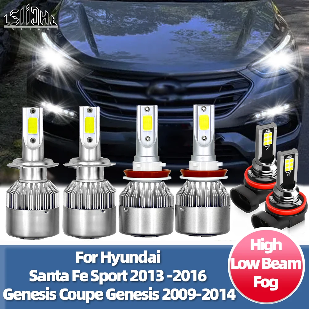 

LSlight Led Headlight Bulbs 6000K Headlamps Fog Lamps For Hyundai Santa Fe Sport 2013-2015 2016 Genesis Coupe Genesis 2009-2014