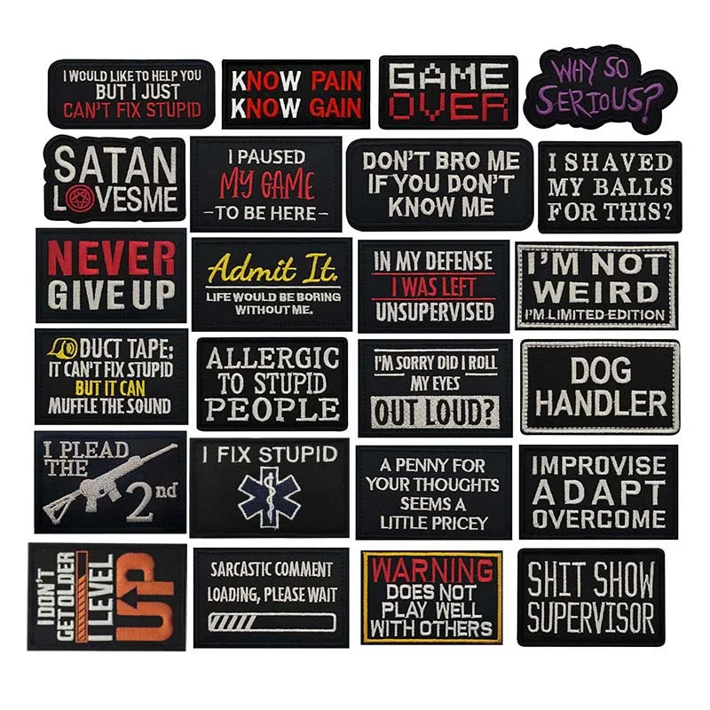 2PCS Funny Morale Emblem Embroidered Patches Hook Loop, It Can't Fix Stupid, I'm Not Weird Tactical Applique For Backpacks, Hats