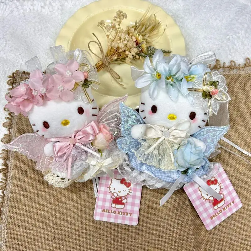 

Cute Winged Hellokitty Plush Doll Adorable Kt Cat Cartoon Toy Bag Pendant Fashion Backpack Charm Lovely Decor for Girls
