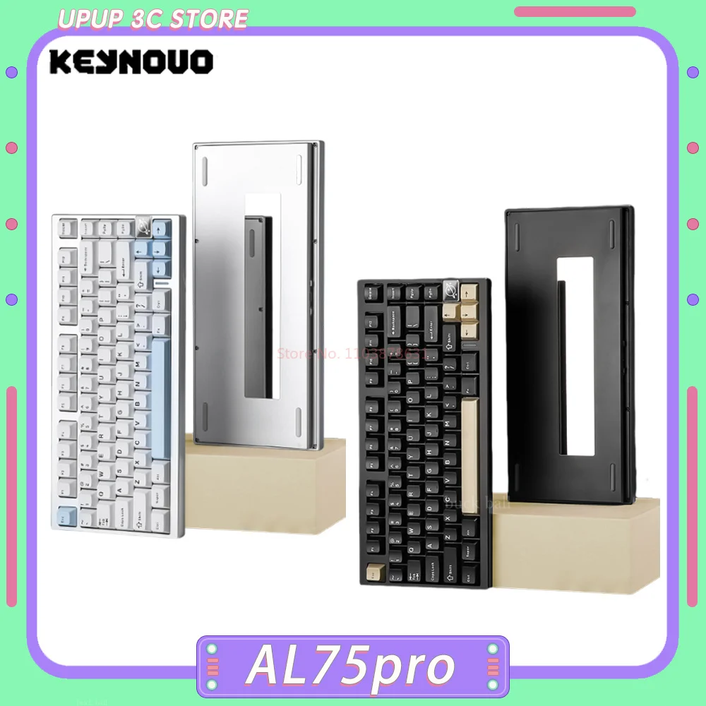 YUNZII AL75pro Mechanical Keyboard Tri Mode Wireless Gaming Keyboard KEYNOUO AL75 Pro Aluminum Alloy Customized Keyboard Office