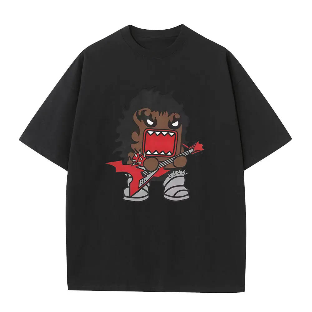 

Domo Kun Funny Meme T Shirt Men Women Gothic Metal Rock Style T-shirt Men's Punk Oversized Short Sleeve T-shirts Male Streetwear
