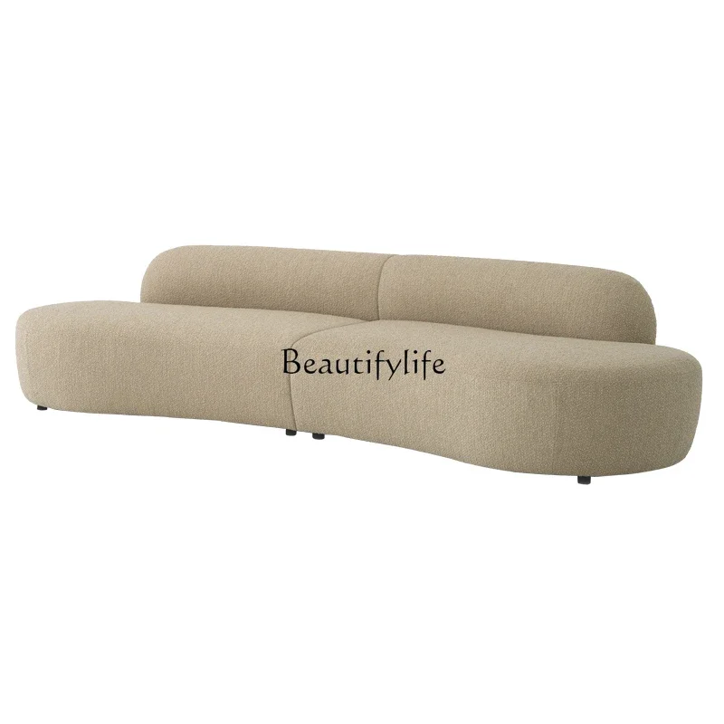 

FG44Fabric Sofa White Cream Style Italian Light Luxury Nordic Retro Modern Minimalist