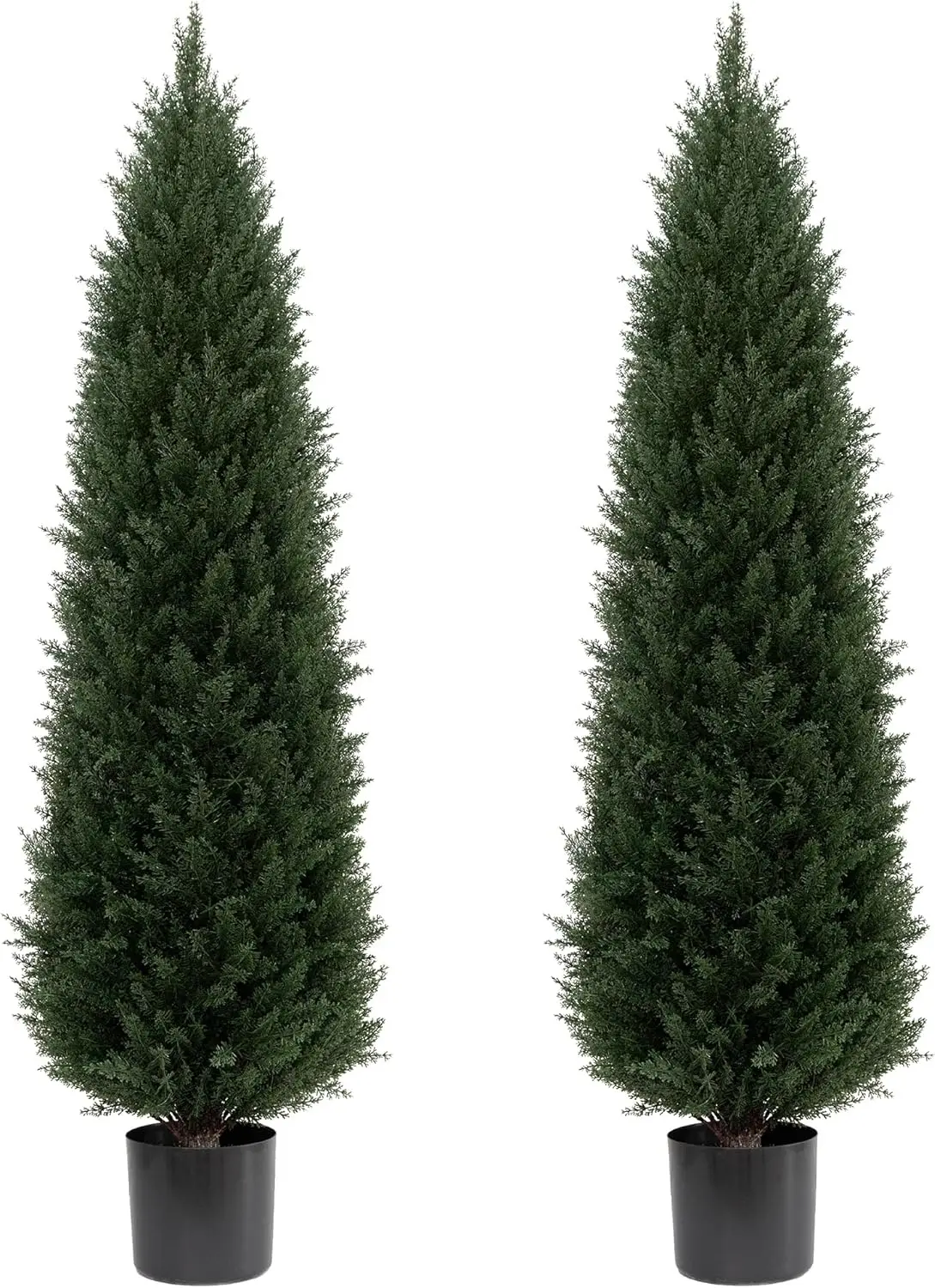 5ft Artificial Topiary Tree Set of 2 Artificial Cedar Trees UV Resistant Bushes Potted Plants Artificial Outdoor Tree for Indoor