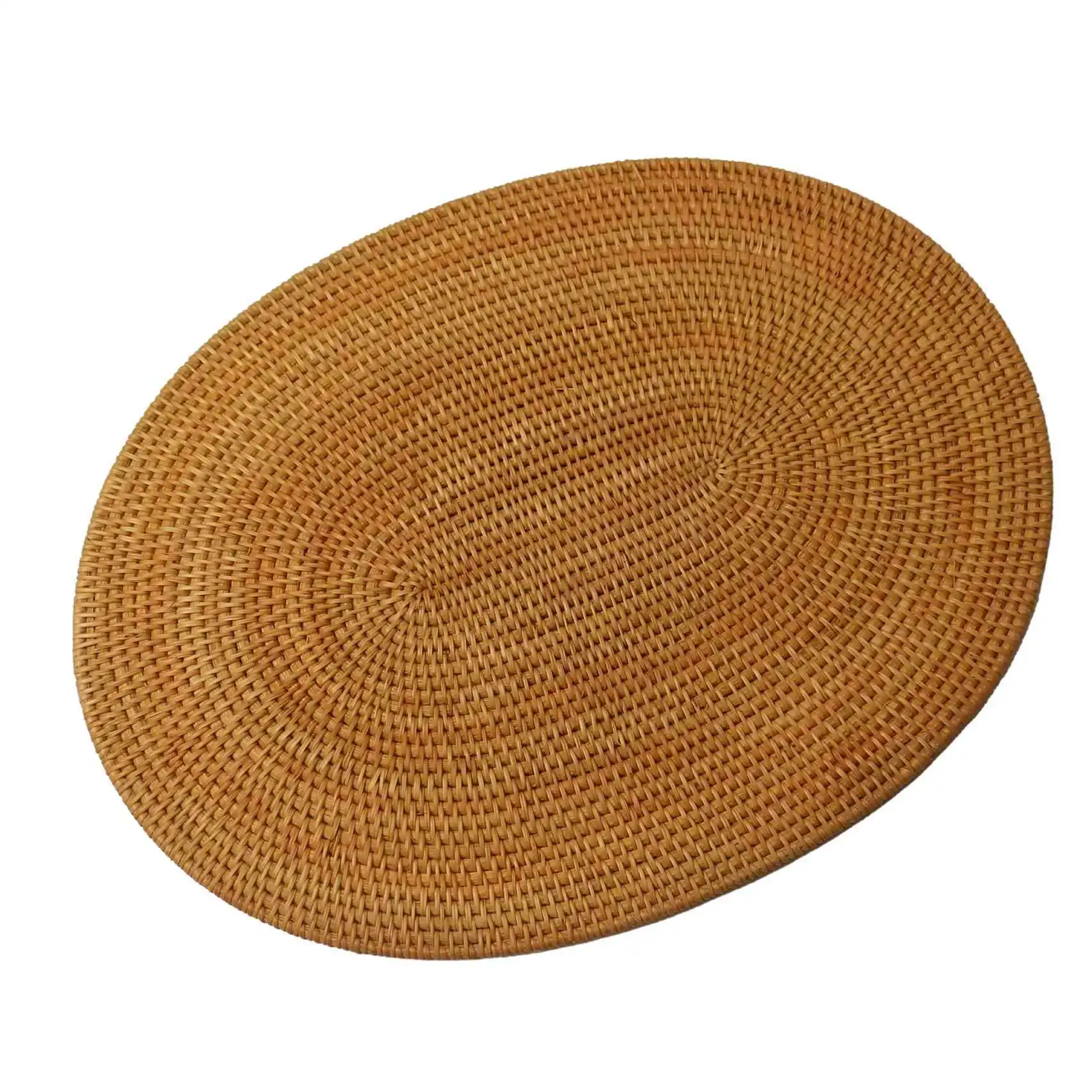 Rattan Woven Placemats Oval Round Table Mats Non Slip Heat Resistant Place Mat Natural Multipurpose Placemat 30X40cm