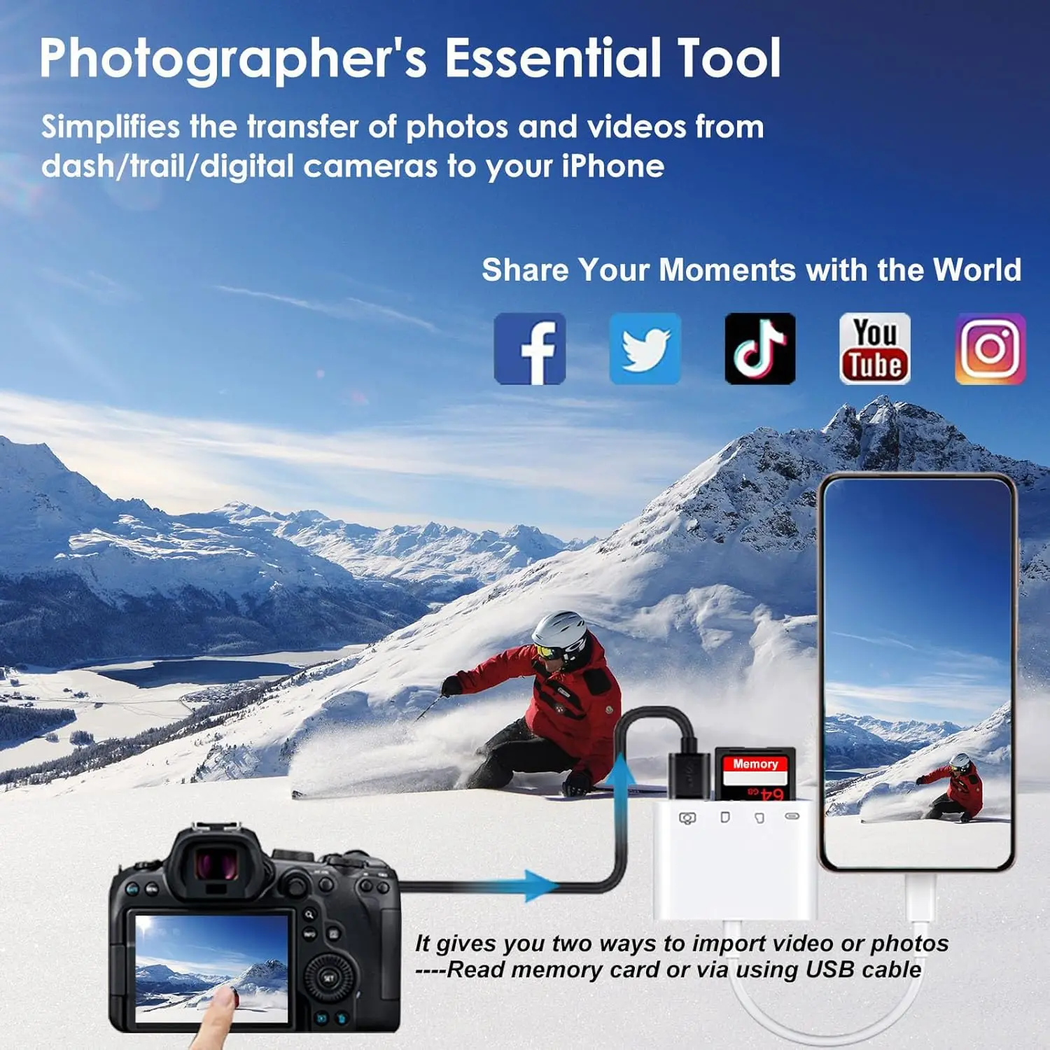 4 في 1 قارئ بطاقات SD Lightning typeC إلى قارئ بطاقات الذاكرة SD/TF محول بطاقة مع منفذ شحن محول كاميرا USB آيفون