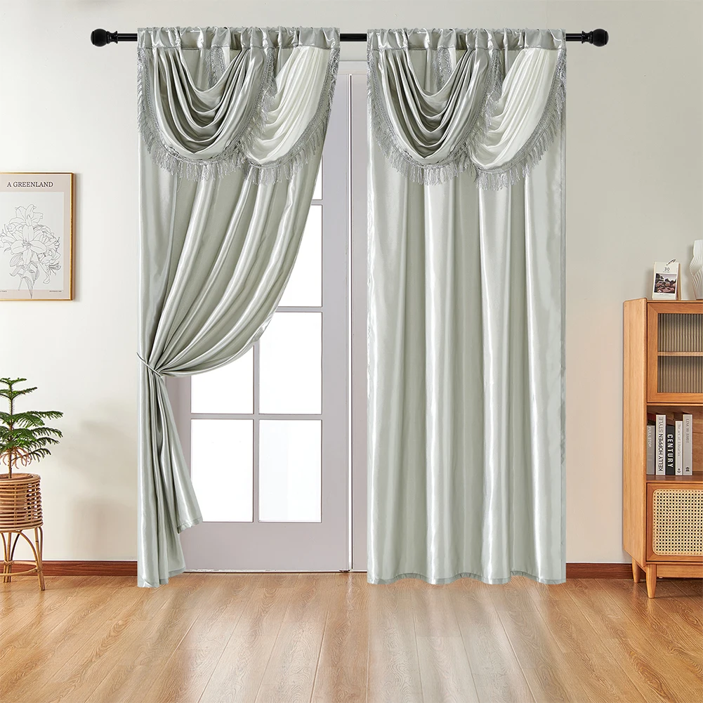 Imagem -04 - Napearl Onda Valance Mais Peças Cortina Estilo Europeu Sólido Cortina Valance Haste Bolso Decoração para Casa para Janela Francesa