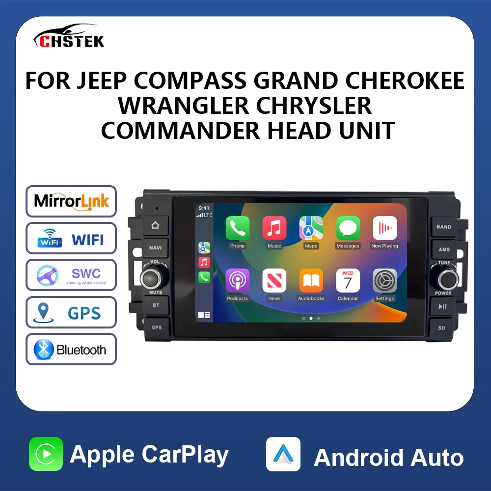 WIFI Carplay Android For Jeep Compass Grand Cherokee Wrangler Chrysler Commander Head Unit CHSTEK Car Radio Bluetooth Multimedia