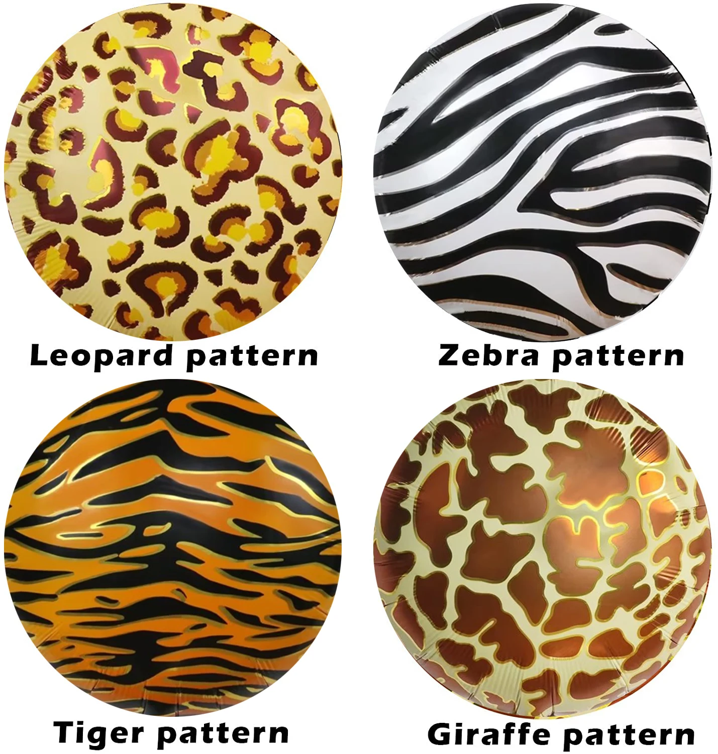 10Pcs 18inch Round Foil Balloons Tiger leopard Zebra Pattern Helium Balloon Globos Jungle Safari Tropical Party Decor Supplies