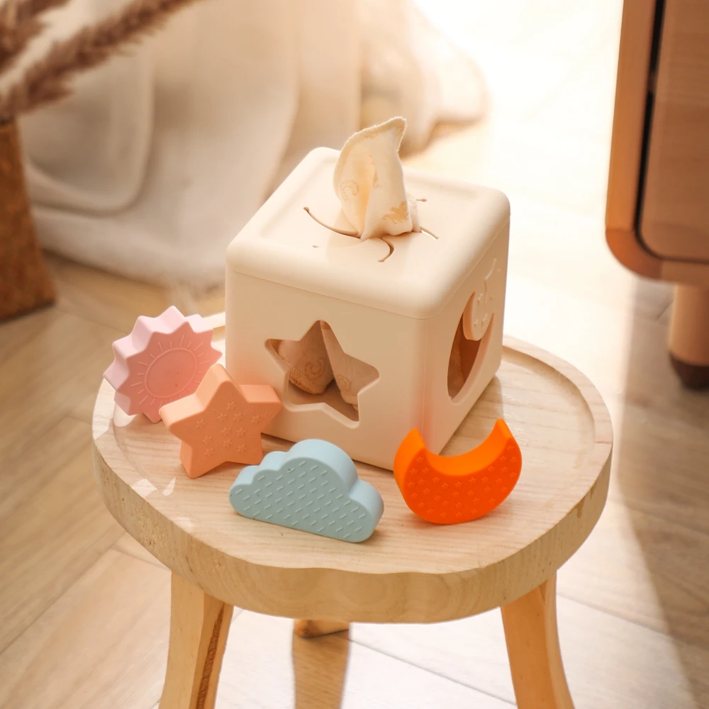 

Silicone Baby Drawer Box Shape Balance Toys Blocks Games Educational Montessori Toys Children Stacking High Blocks Constructor