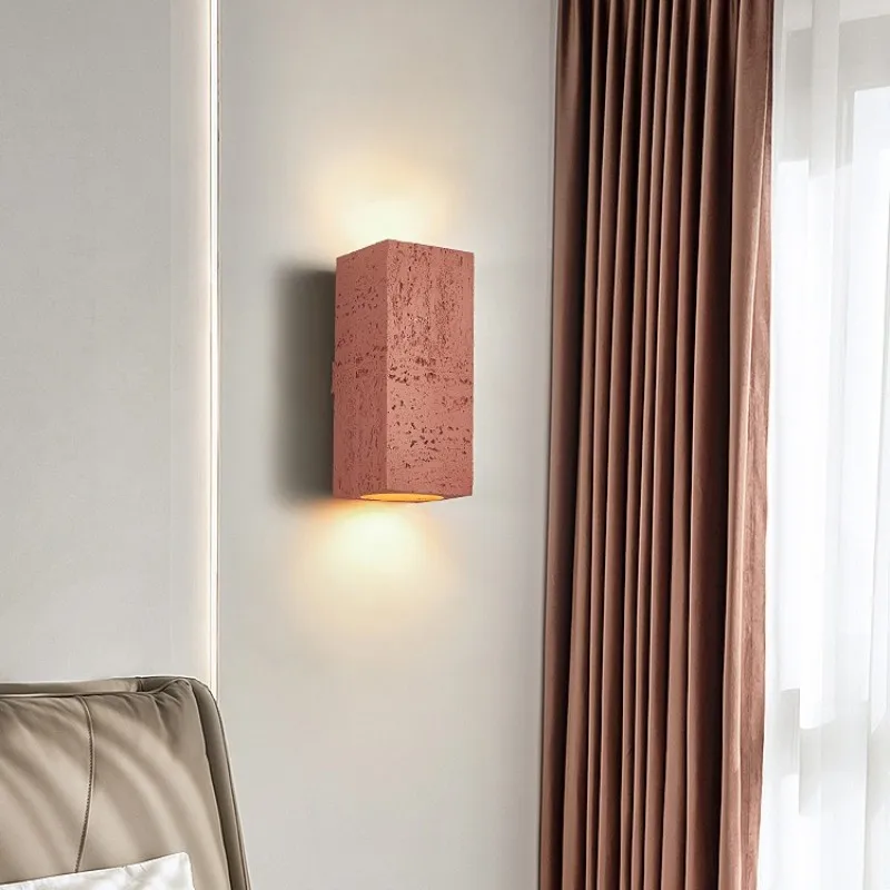 

Wabi sabi wall lamp Led Square minimalist Nordic concrete light Foyer Bedroom Restaurant Bedside Designer kitchen decor light