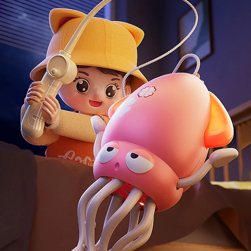 Pulpo bailando para chico, juguetes electrónicos para mascotas, desarrollo interactivo de dibujos animados, educación en movimiento, juguete para aliviar el estrés de calamar para niños pequeños