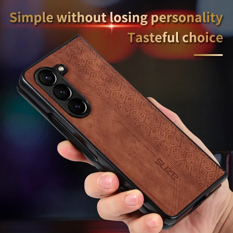 Luxury PU Leather Mobile Phone Case For Samsung Galaxy Z Fold 6 5 4 3 Bumper Coque Back Cover For Galaxy Z Fold 5 4 3