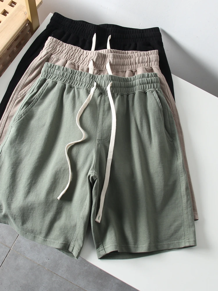 

Cotton Knitted Casual orts Men's Summer Spor Five-Quarter Length Straight Leg Elastic Waist Youthful And Trendy