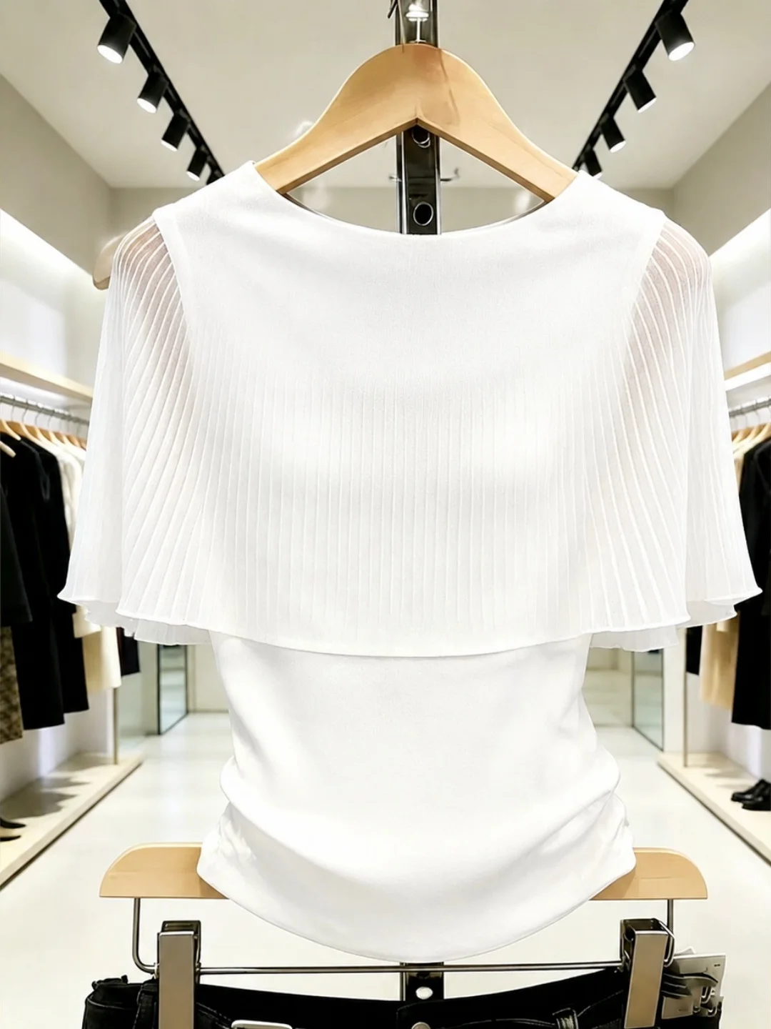

Elegant Pure Color Short Sleeve T-Shirt Commute Versatile Women's Fashionable Slimming Top Korean Style Straight Cut Summer