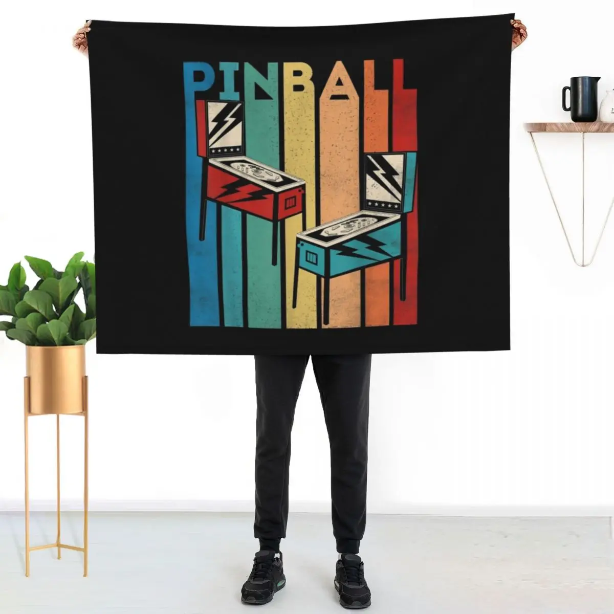 Retro Vintage Pinball, Funny Pinball Lovers Gift Throw Blanket bed plaid Shaggy Heavy Loose For Decorative Sofa Summer Blankets