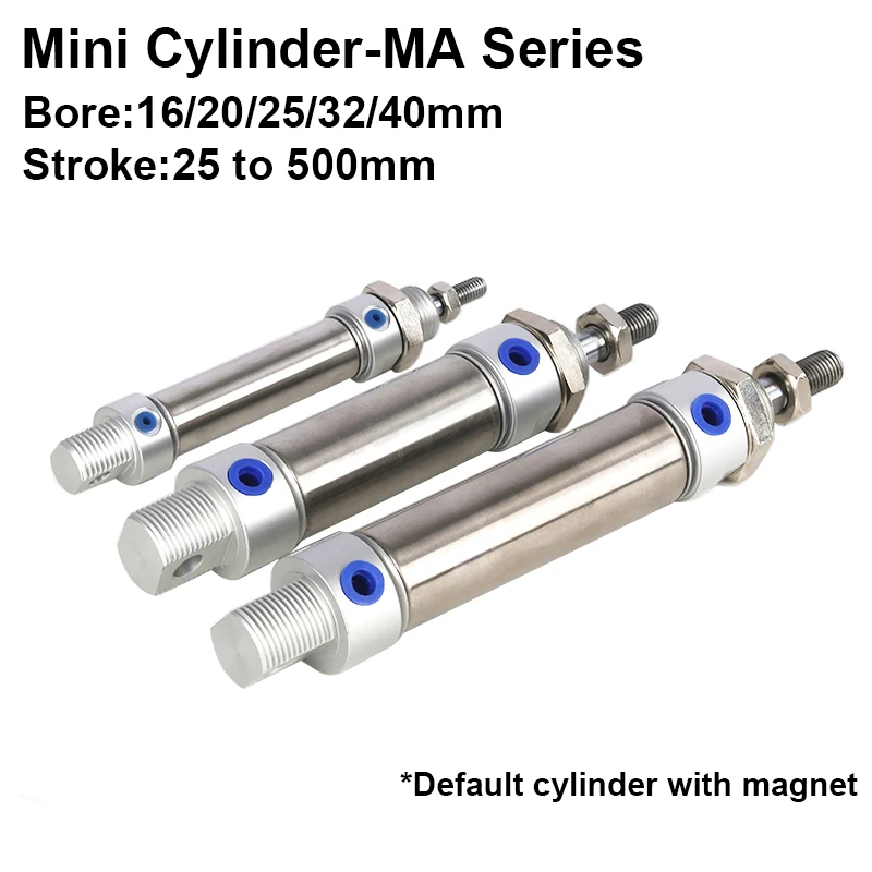 

MA Mini Cylinder Bore 16/20/25/32/40mm Stroke 25/50/75/100/150/200/400/500mm Stainless Steel Pneumatic Air Cylinder