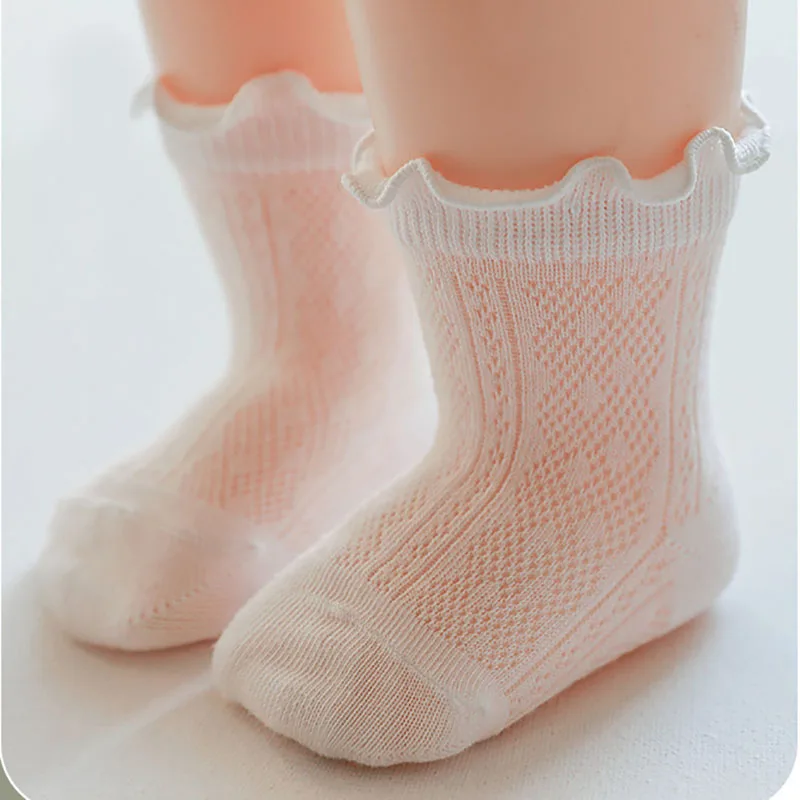 

Summer Solid Color Cotton Newborn Ruffle Frilly Stuff Mesh Thin Breathable Baby Ankle Socks for Toddler Girls 2022 New Clothes