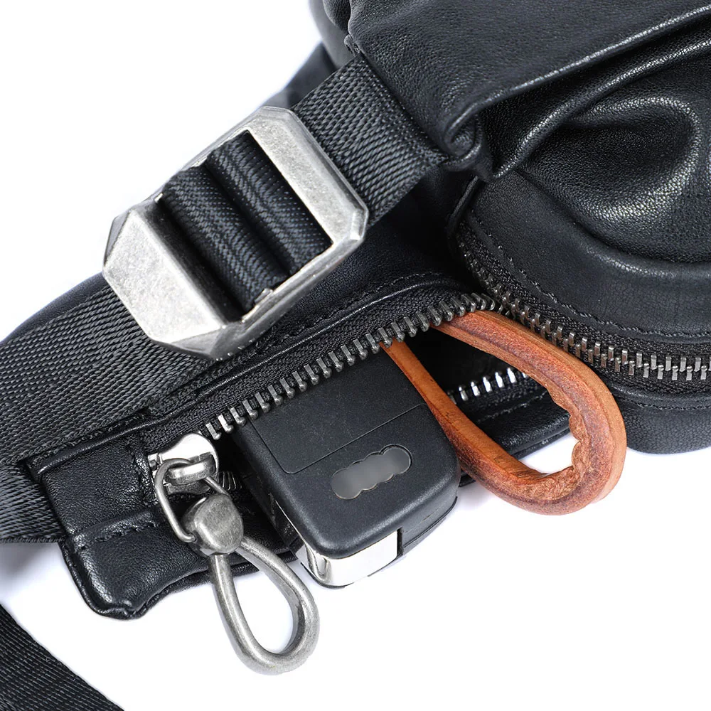 S.WORKER Premium Echtleder Herren-Brusttasche Modische Vollnarbenleder-Umhängetasche für Männer Schultertasche Sling Bag – Detail 18