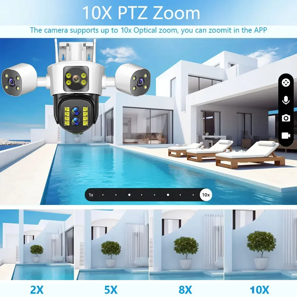 Imagem -03 - Câmera de Segurança Wifi Ptz ao ar Livre Rastreamento Automático Proteção de Segurança Inteligente Vigilância por Vídeo ip Lentes Zoom 10x 8k 16mp