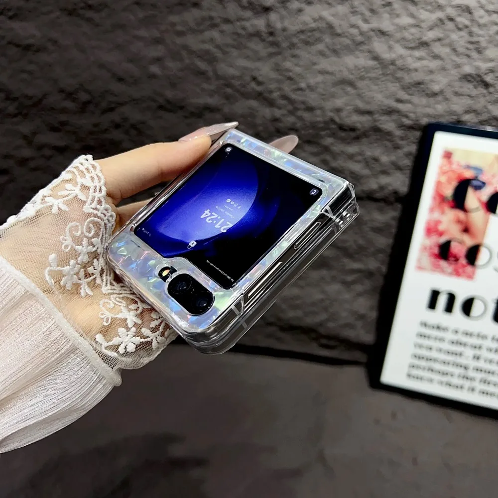 Luxury High Quality Glitter Dream Shell Phone Case for Samsung Galaxy Z Flip 7 6 5 4 3 Hard PC Shockproof Protection Back Cover