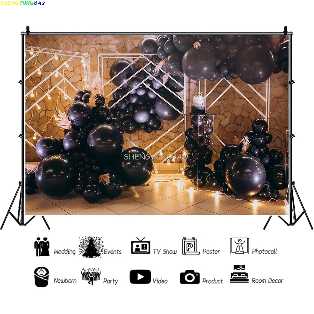 Newborn Baby Birthday Background First Birthday Party Balloon Flower  Portrait Backdrop Photography Photo Studio  LGH-08