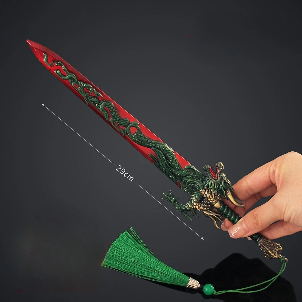 29 CM Fengshen Dodici Spade Divine Periferiche Due Draghi Spada Metallo Mestiere Arma Modello Da Collezione Scrivania Ornamento Ragazzo Giocattolo