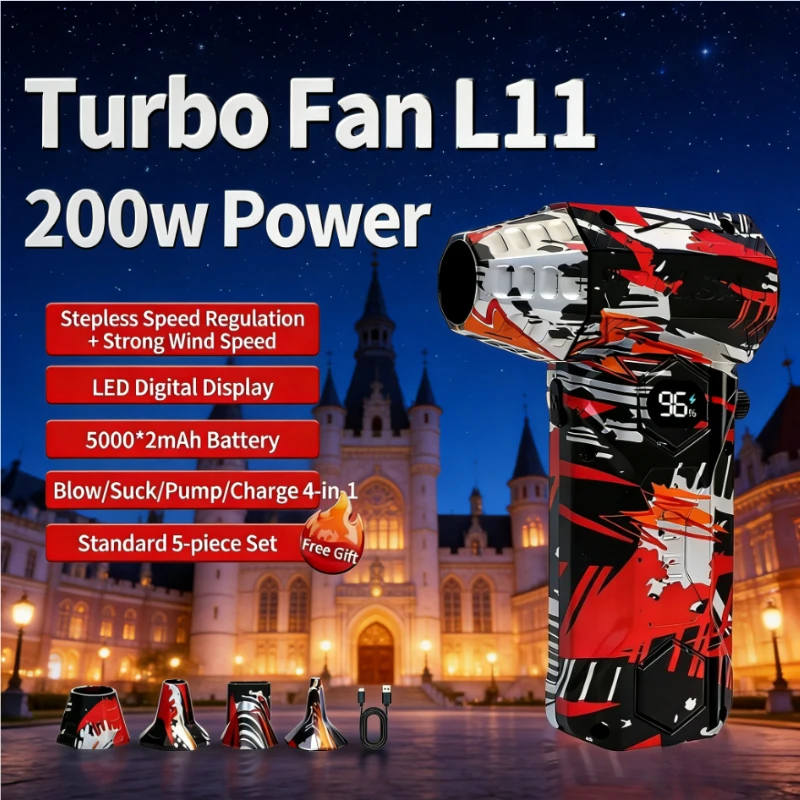 

L11 53m/s Strong Winds Air Blower: 450000RPM Brushless Violent Fan Vacuum Cleaner Type-C