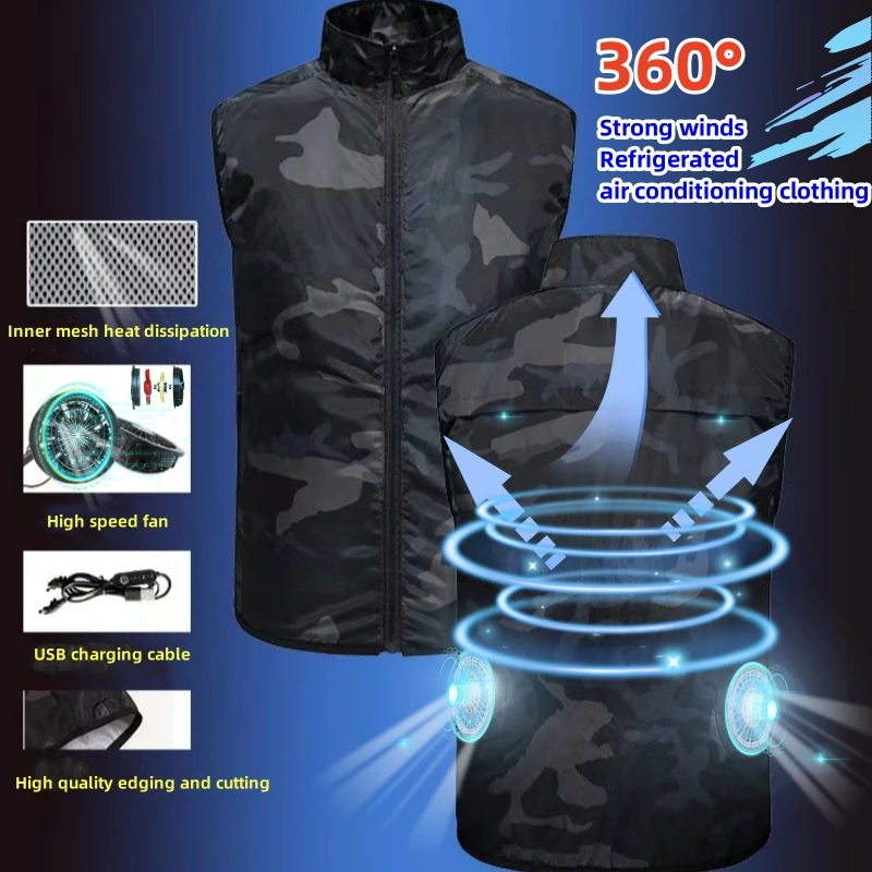 

USB Cool Vest Wearable Cooling Fan Vest Air-conditioned Clothes Cooling 13 Hours for High Temperature Work Fishing Vest Hiking