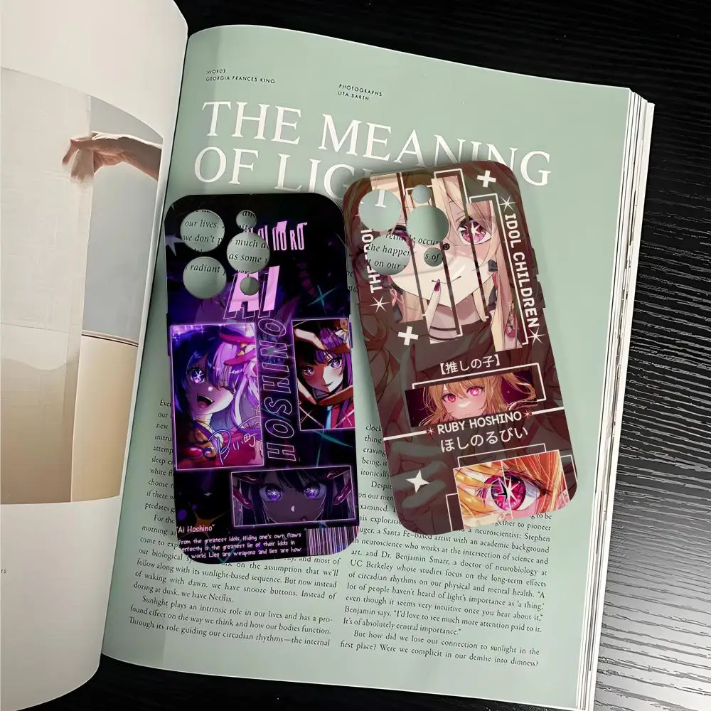 أنيمي أوشي نو كو قضية الهاتف آيفون 17 16 15 14 13 12 11 برو ماكس X XR XS ماكس 7 8 زائد لامعة فيلم الصلب غطاء الكمبيوتر