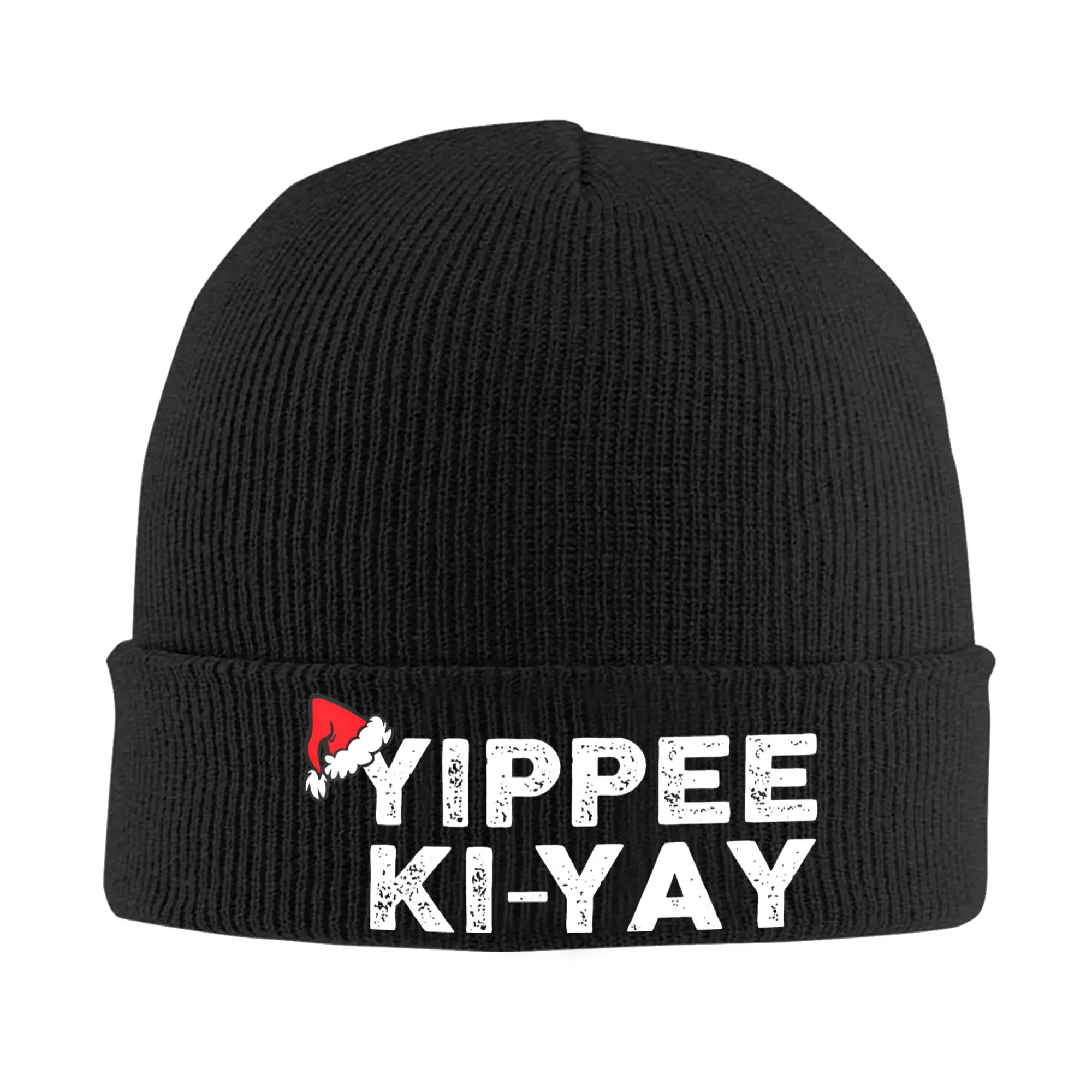 YIPPEE KI YAY Bonnet Hats Funny Christmas Beanie Hats Autumn Winter  Knitting Hat Casual Female Male Outdoor Warm Soft Cap