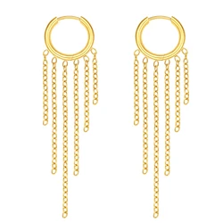 Women’s Tassel Hoop Earrings Stainless Steel Huggie Dangle Chain Earrings