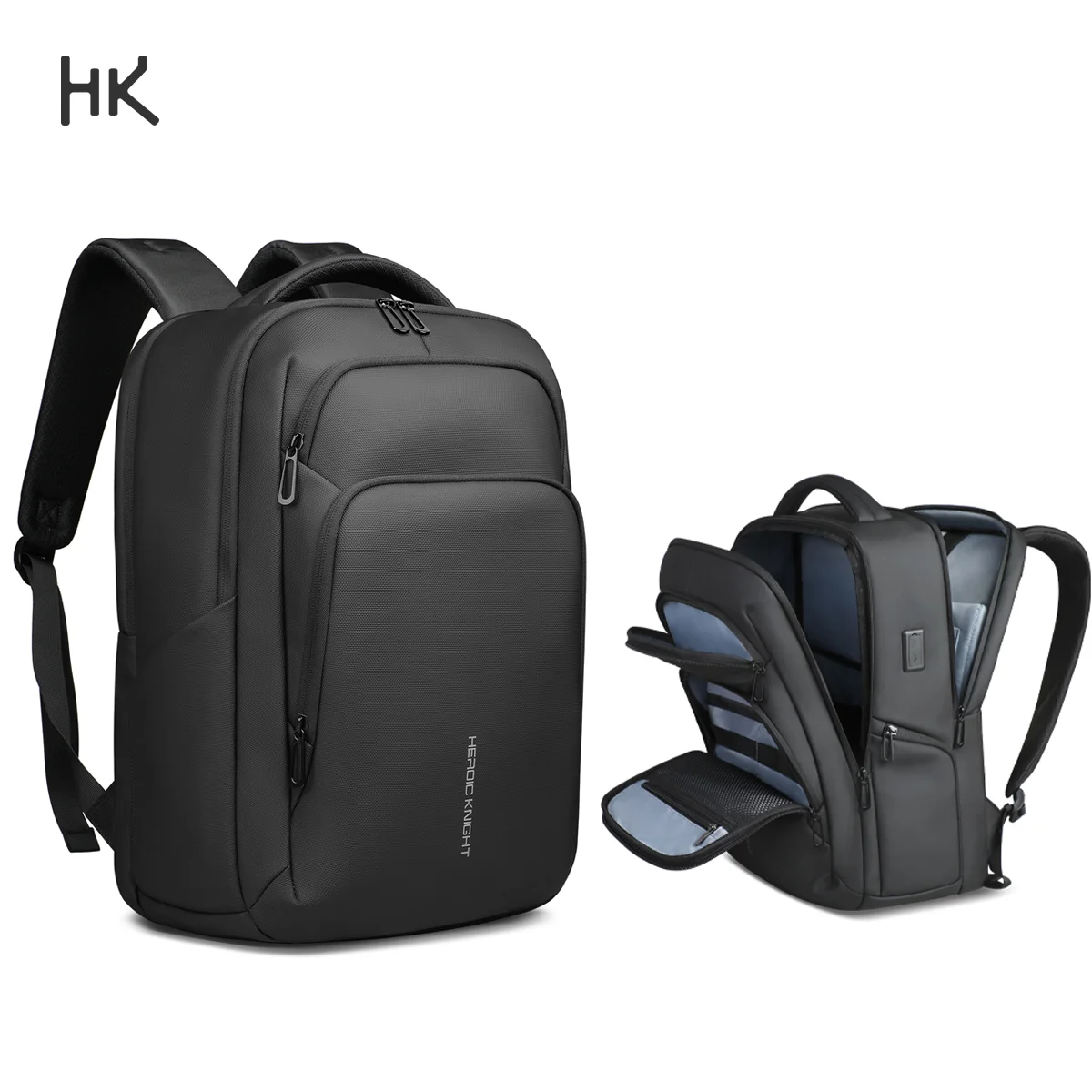 HK Business 17 بوصة حقيبة كمبيوتر محمول متعددة الوظائف للرجال حقيبة السفر مع منفذ USB سعة كبيرة مقاوم للماء مكتب العمل Daypack