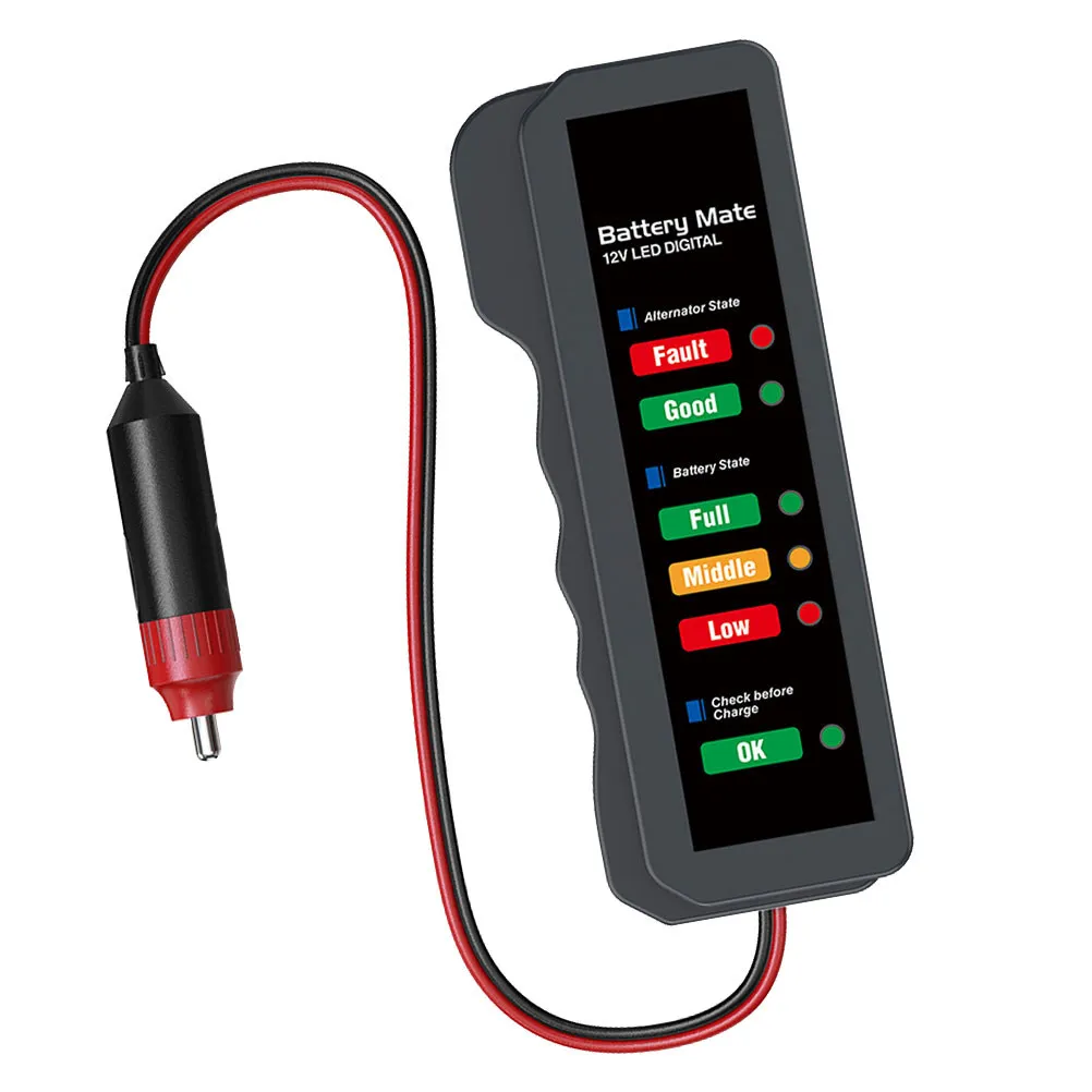 

12V Car Battery Tester Real Time Voltage Monitoring with LED Indicators for Cars Trucks Motorcycles Rvs Battery Health Check