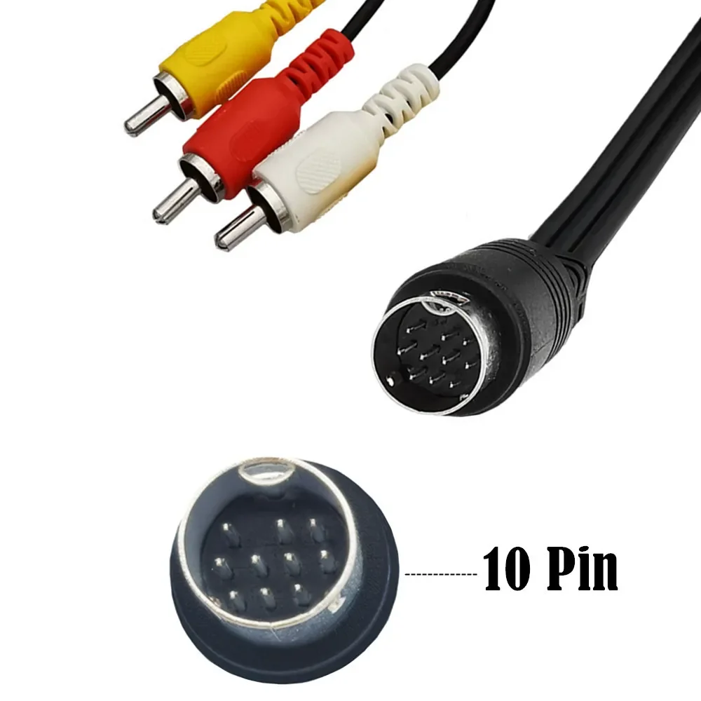 MIDI 10 Pin Audio และ Video DIN 10pin สาย 3RCA 3 RCA Composite ใช้งานร่วมกับ Audio Video Cable 1.8m 6FT