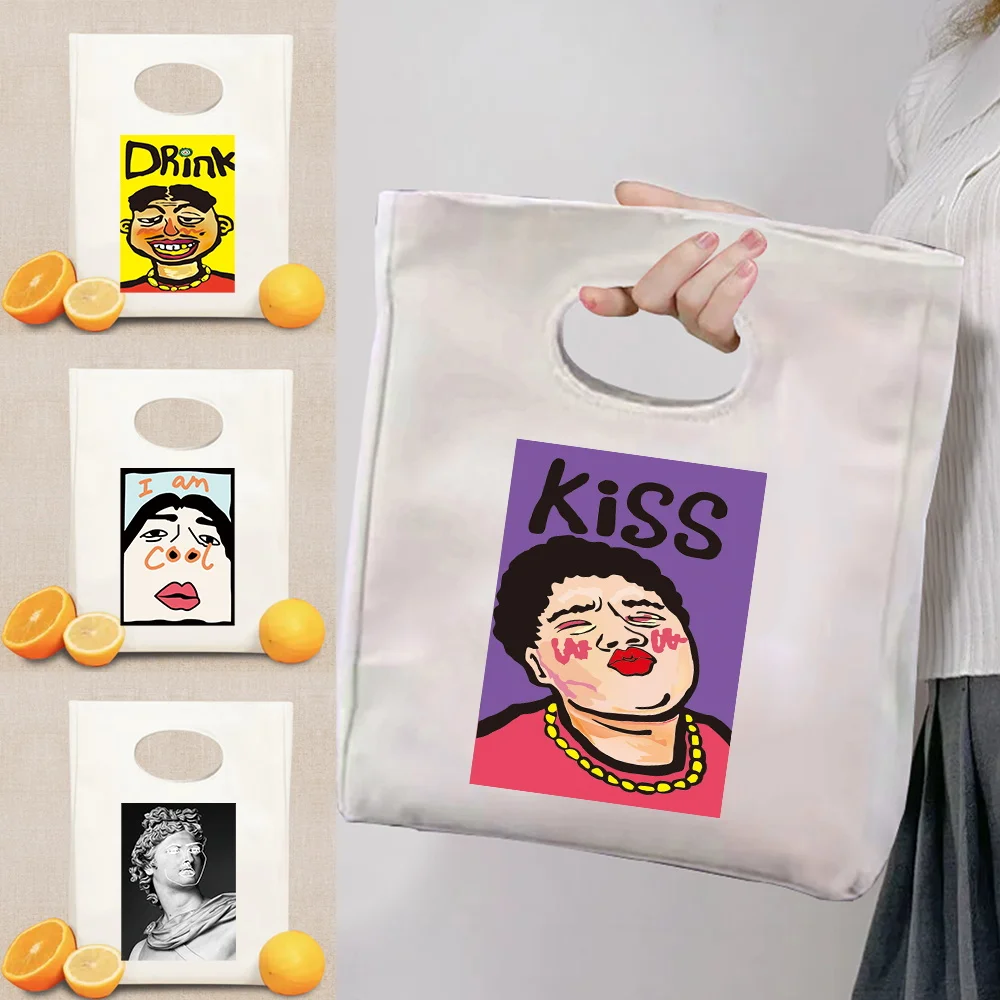 

Fashion Workers Lunch Bag Large Capacity Student Insulated Lunch Bag Portable Funny Series Camping Thermal Picnic Pouch Unisex