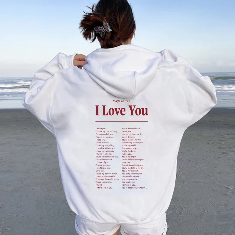 

Men Women Couple Hoodies I Love You Letter Print Pullover Pullover Unisex Long Sleeve Sweatshirt Aesthetic Streetwear Clothing