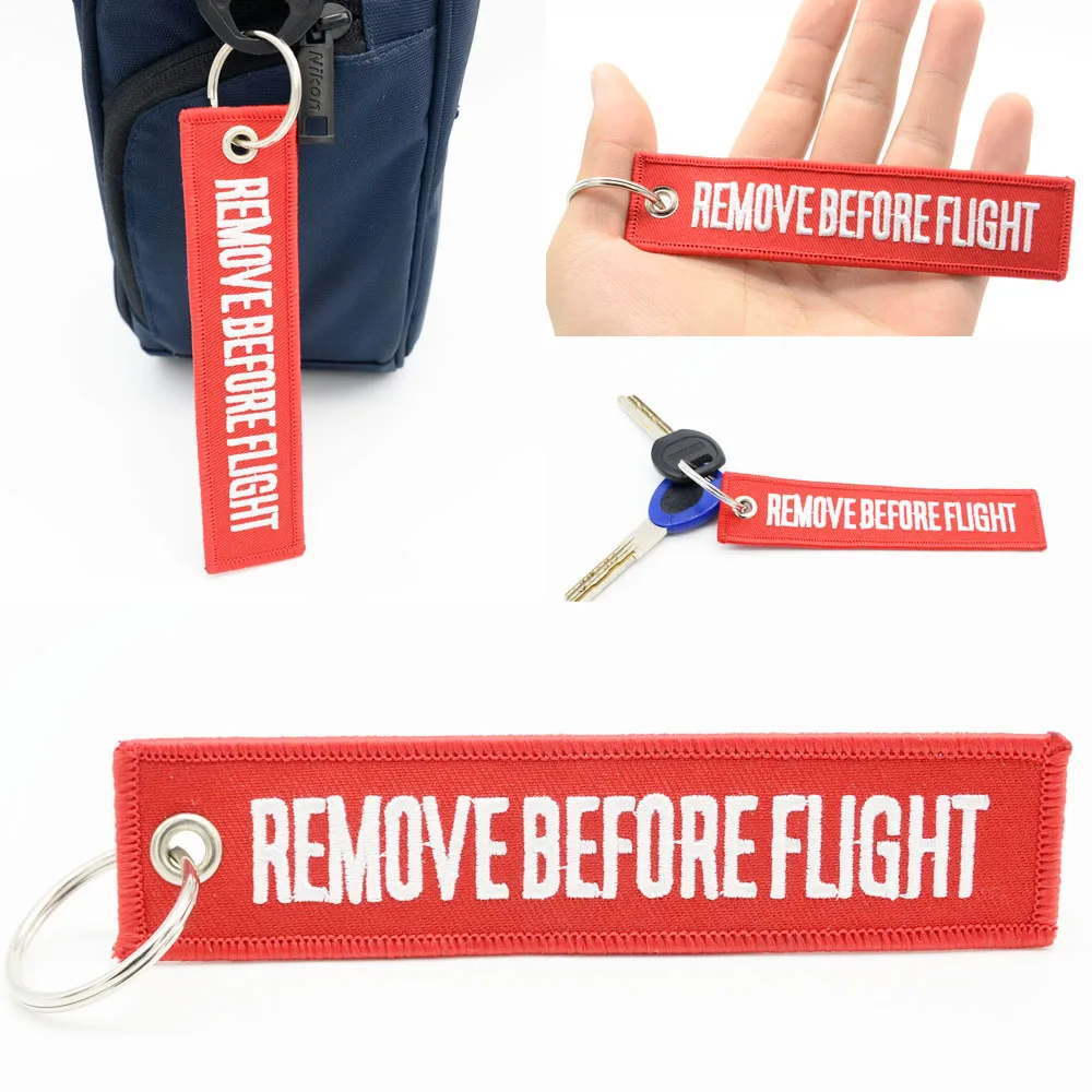 Цельный брелок с вышивкой REMOVE BEFORE FLIGHT