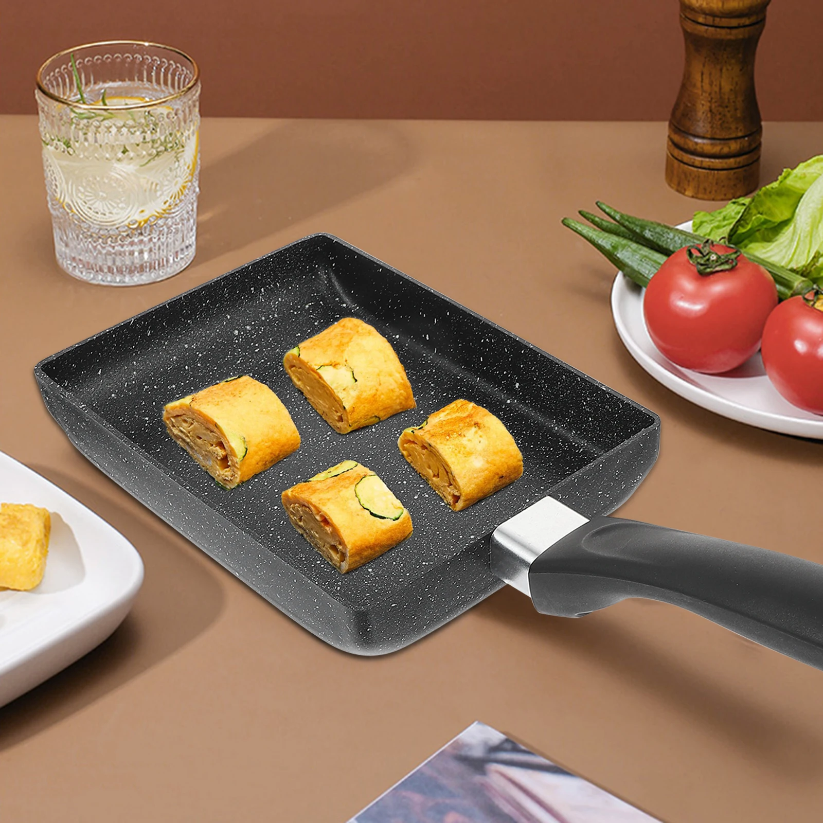 

Cooking Utensils Omelet Pan Nonstick Eggs Pancakes Plastic Square Omelette Frying