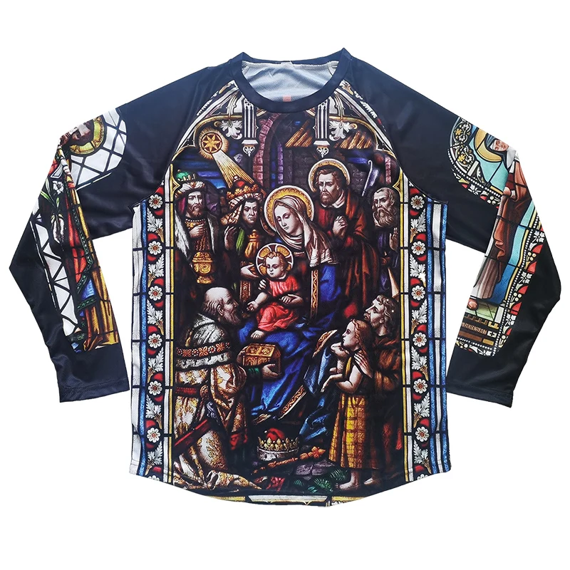 

Christian Cycling Jersey Men Long Sleeve Mx Shirt Motocross Top Road Bicycle Clothes Outdoor Downhill Sports Wear Jesus Church