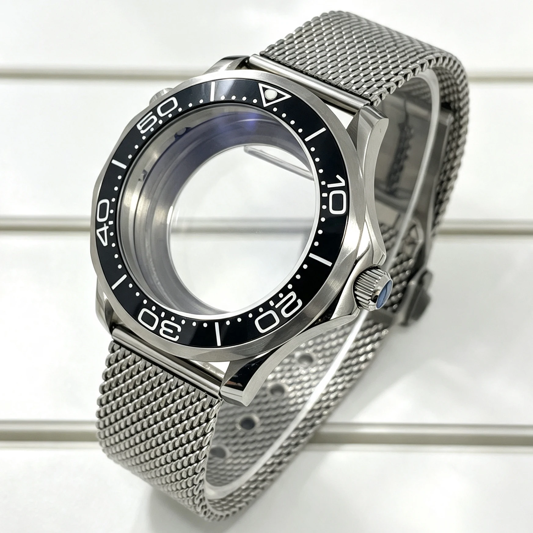 41mm Stainless Steel Case With Mesh Strap, Interchangeable Watch Components, Water-Resistant, Suitable for 8215/ST1612 Movement