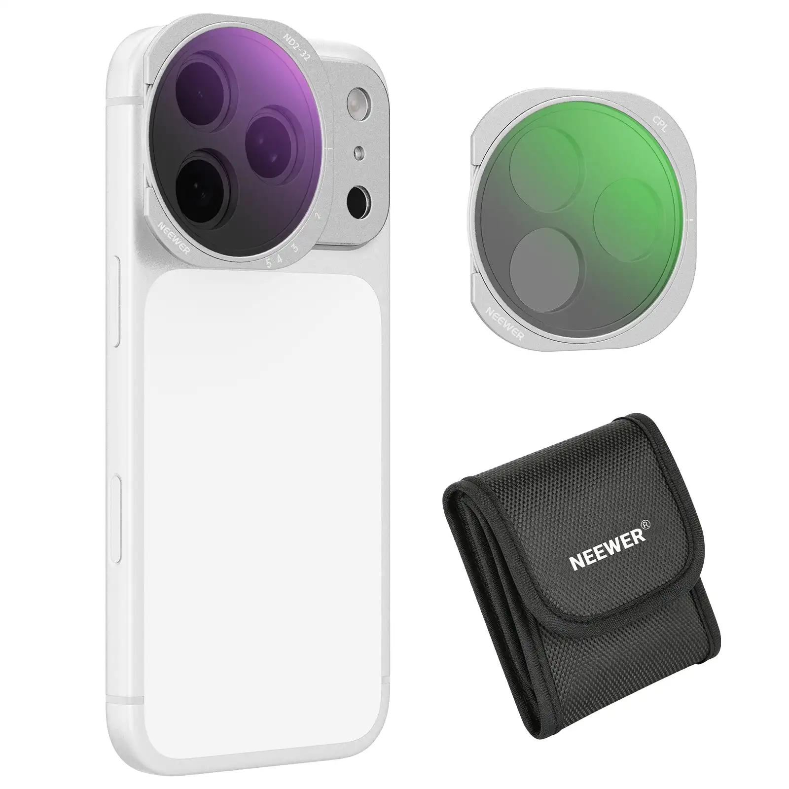 NEEWER FH-15 CPL + Variable ND Filter Kits for iPhone 17 Pro/17 Pro Max Compatible with NEEWER PA133 Phone Cases