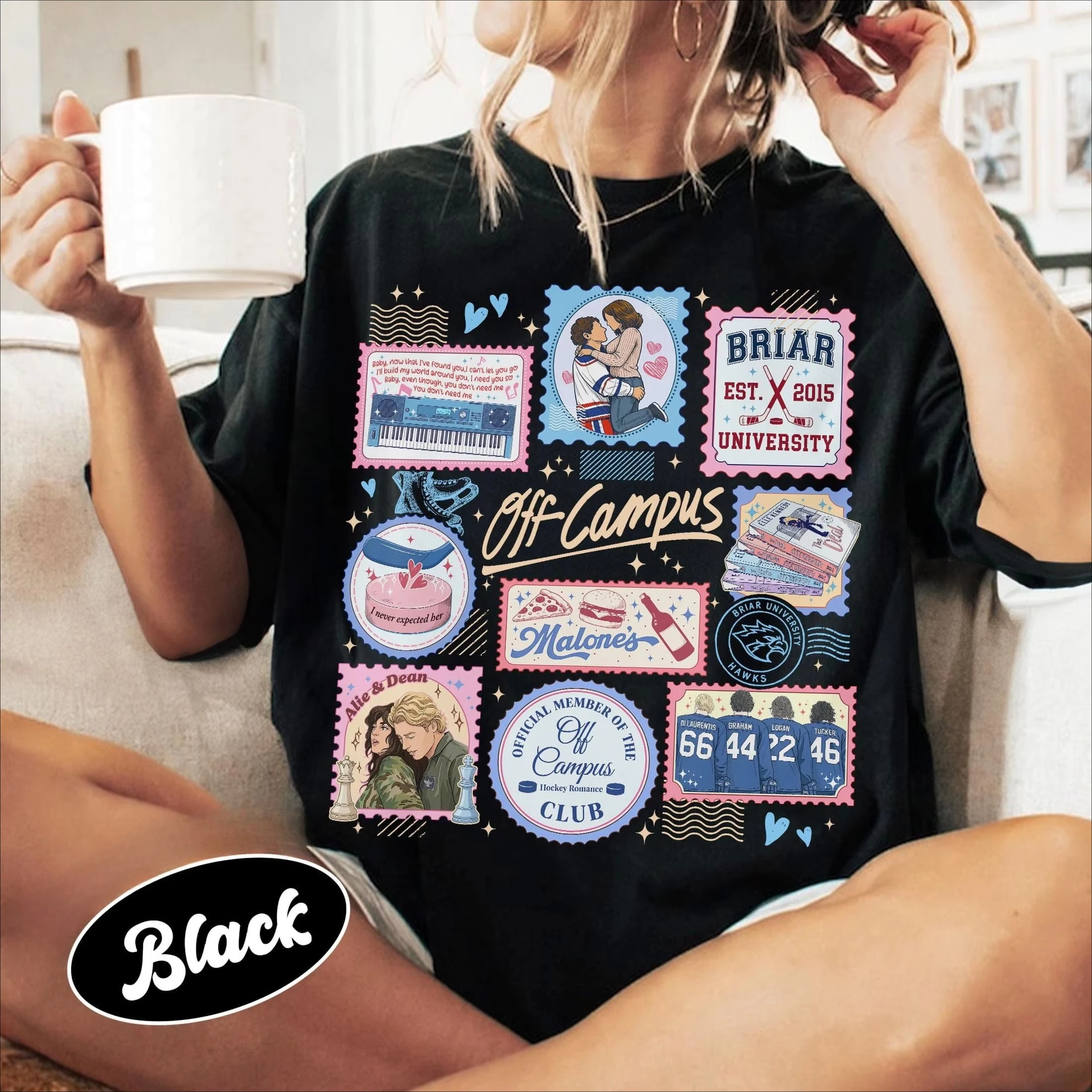 Sweat-shirt Off Campus Hockey Romance, t-shirt vintage Briar University Di Laurentis Allie Graham Hannah, confortable et décontracté