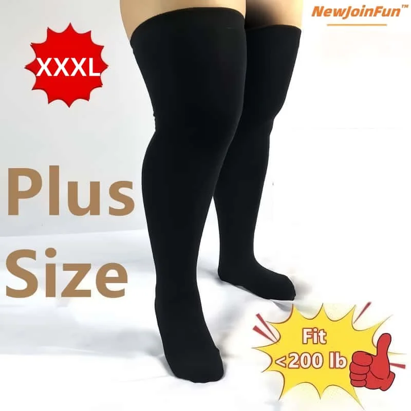2026new Large Plus Size Thigh High Stockings White Black Striped Over Knee Long Boot Socks for Oversized Womens Thick Leg Warmer - view 5