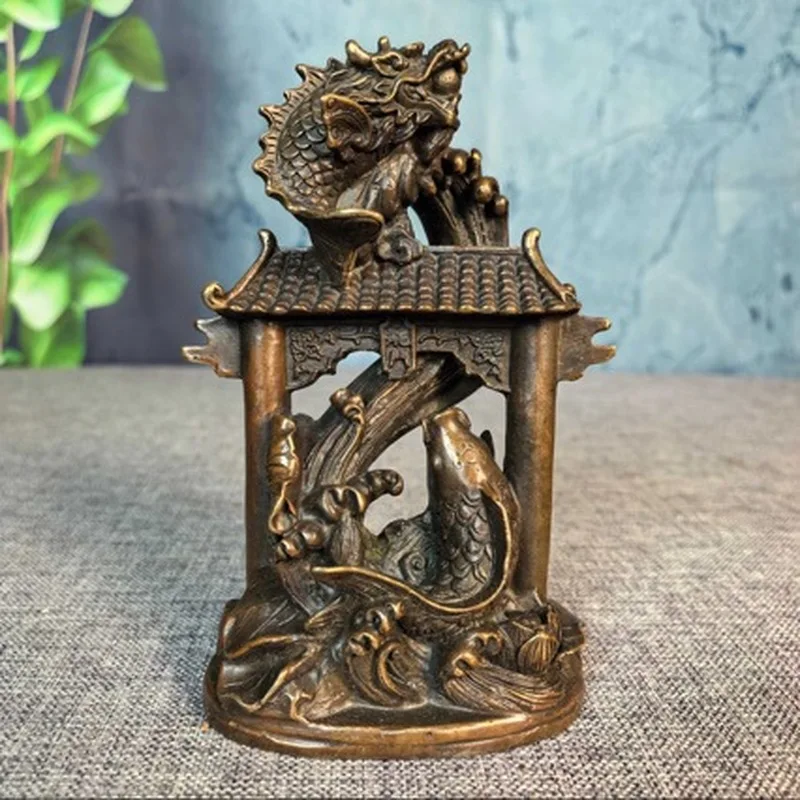 Brass fish ornament symbolizes abundance every year. Carp leaping over the dragon gate decoration f