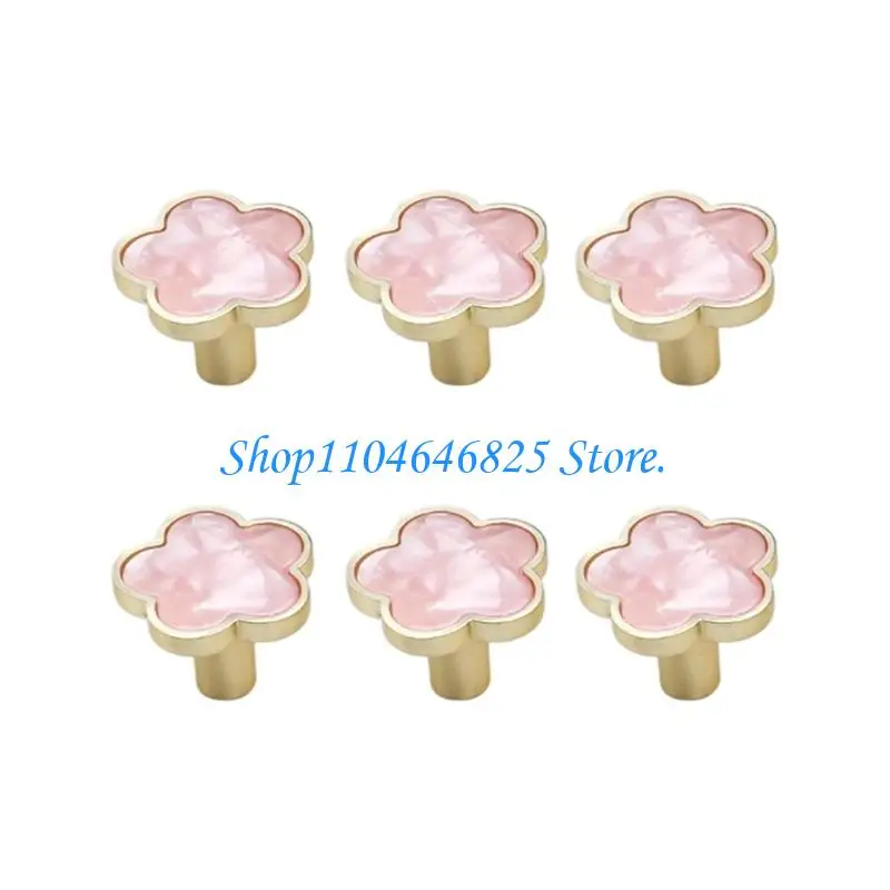 6pack Flower Decorative Drawer Pulls, Metal Knobs for Cabinets and Dressers