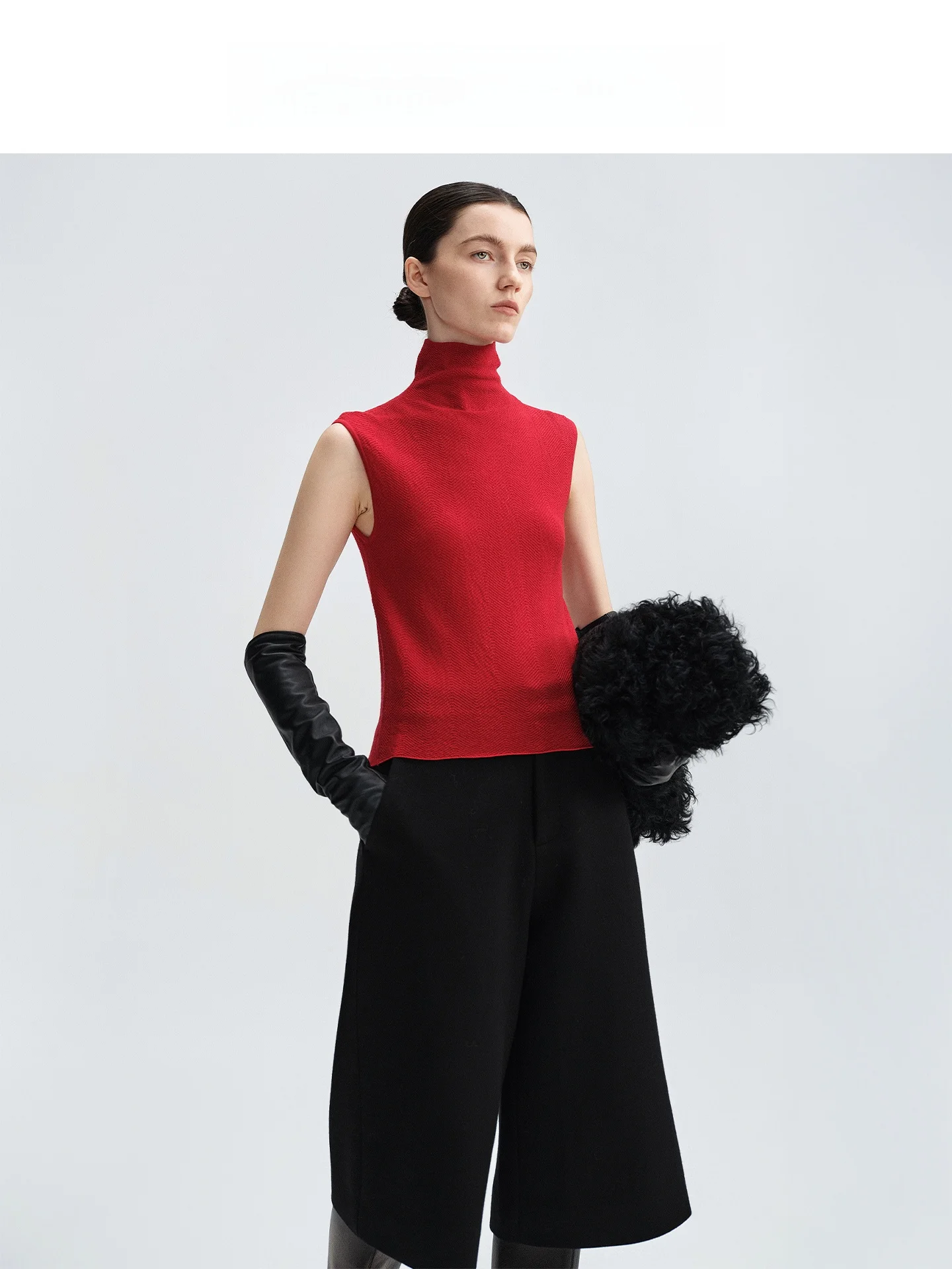 

Audrey Wang 00% Wool Svel Knitted Sweater Women's Winter New High Collar Slimming Top Casual Sle Wrap around Ne