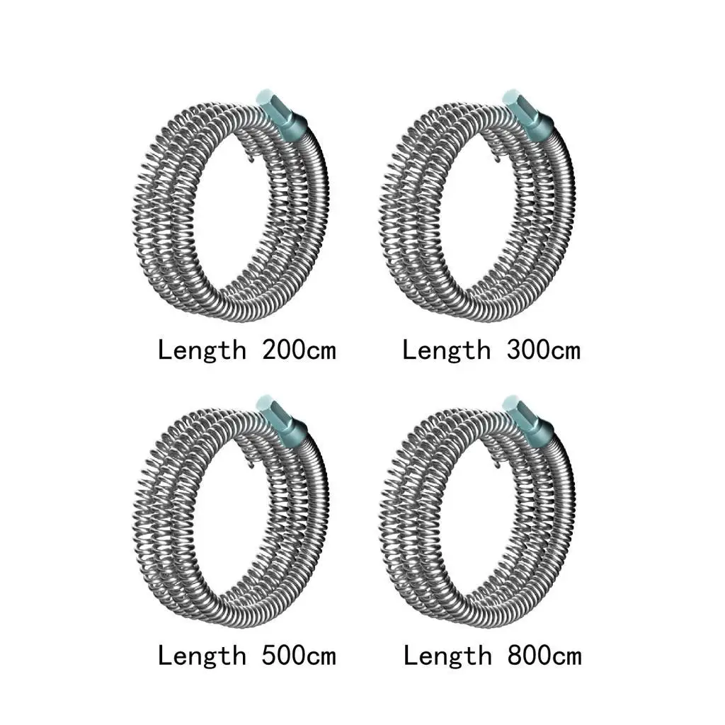 Flexible Plumbing Snake Cable Steel Pipe Cleaning Auger Tool with Drill Adapter for Sink Toilet Shower Drain Unblocker
