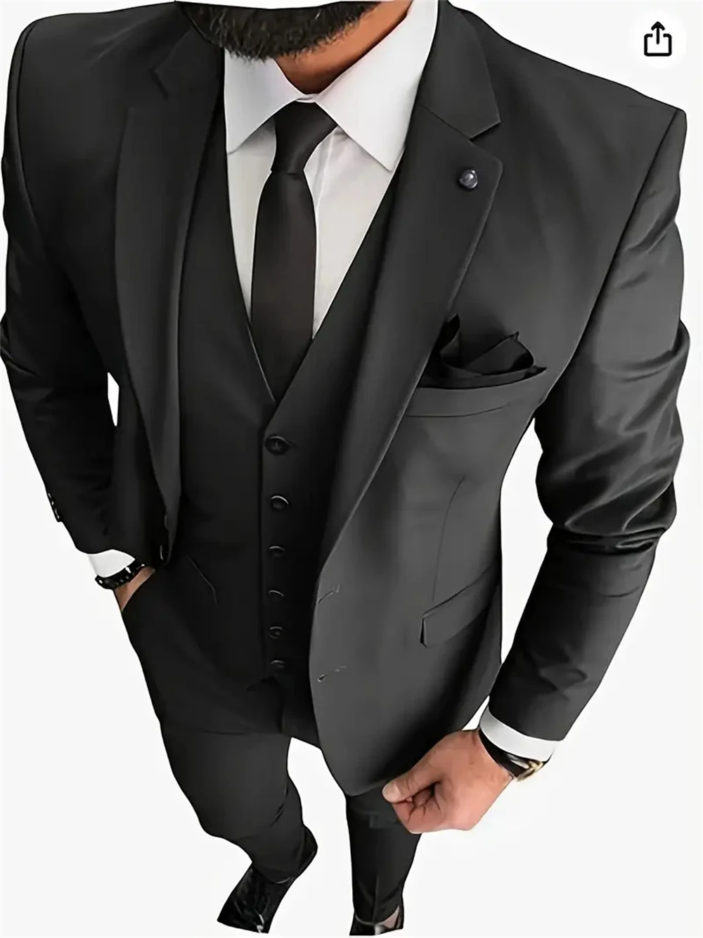 Men's 3 Piece Business Suit Notch Lapel Tuxedo